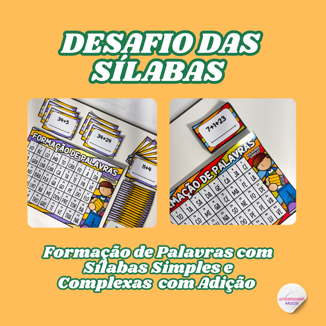 📚 Kit Desafio de Palavras: Sílabas Simples e Complexas 🧩