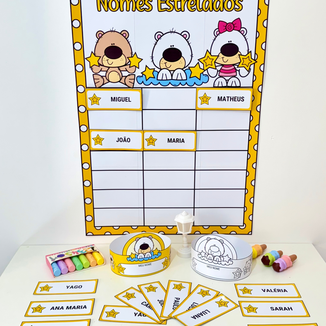 🌟 Cartaz e Crachás “Nomes Estrelados”