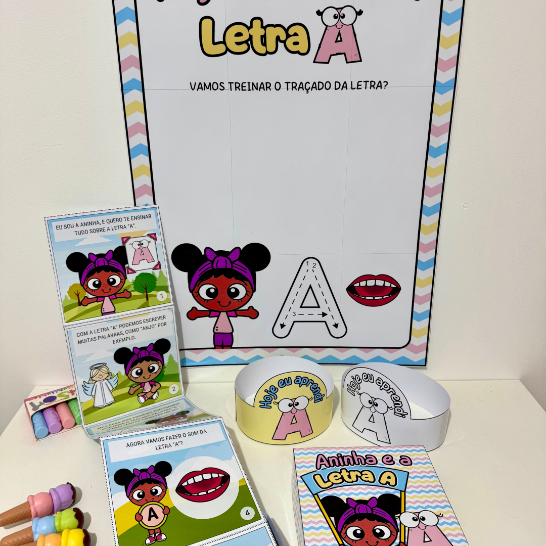 📦 Kit História na Caixa e Cartaz Letra “A”