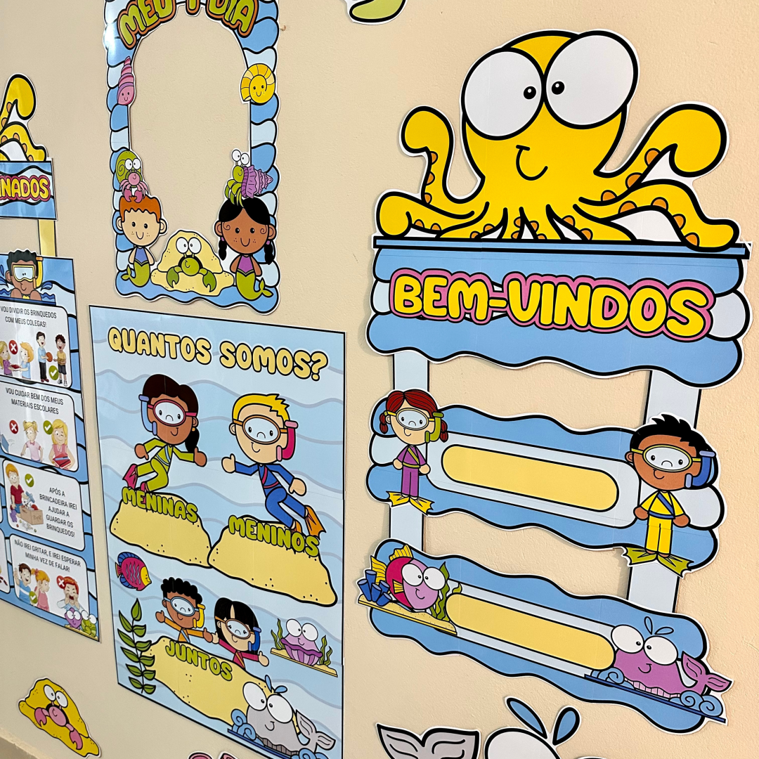 🌊 Kit Decoração e Recursos para Sala de Aula - Tema Fundo do Mar 🐠🐚