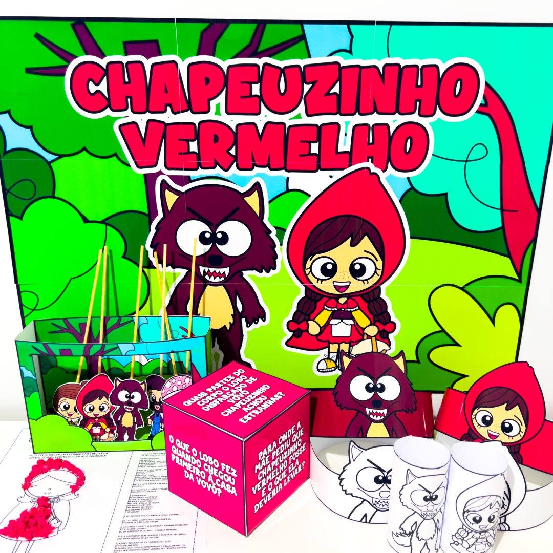 Kit Conto Chapeuzinho Vermelho – Contação de História com Teatro e Atividades
