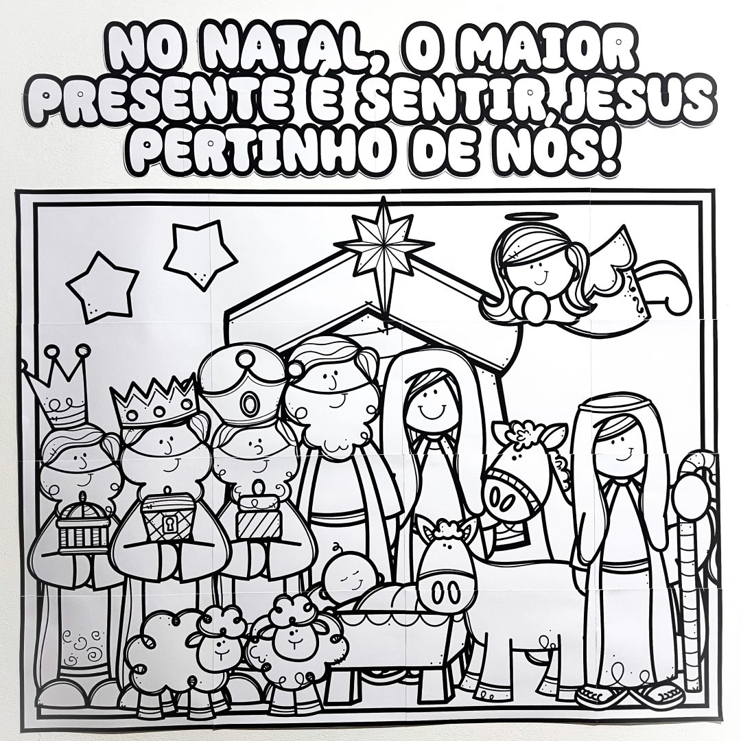 Cartaz Colaborativo Natal Cristão para Imprimir