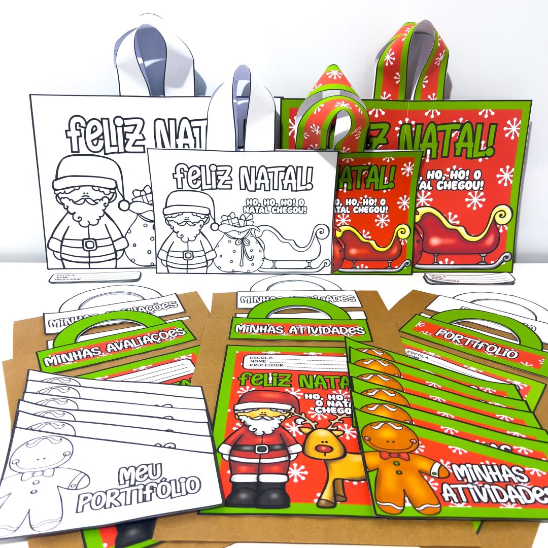 Kit Capas e Sacolas de Natal para Imprimir – Coloridas e Para Colorir