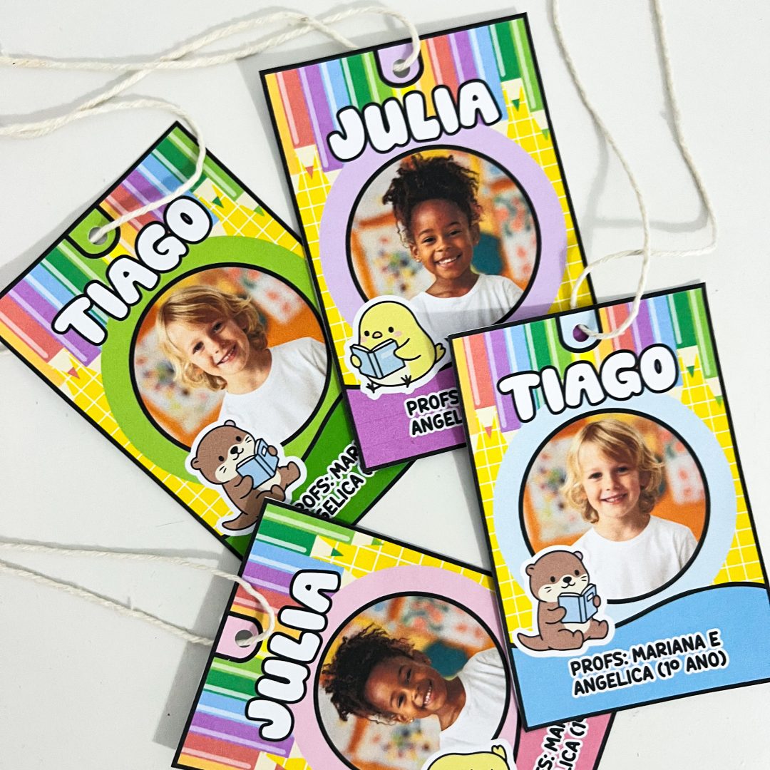 Crachás de Pescoço Editáveis – Identificação Escolar Infantil