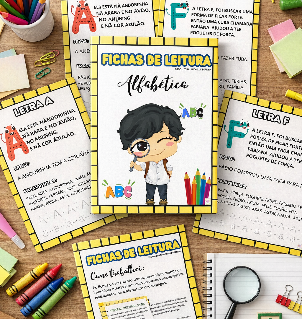 Fichas de Leitura Alfabética – A a Z (PDF para Imprimir)