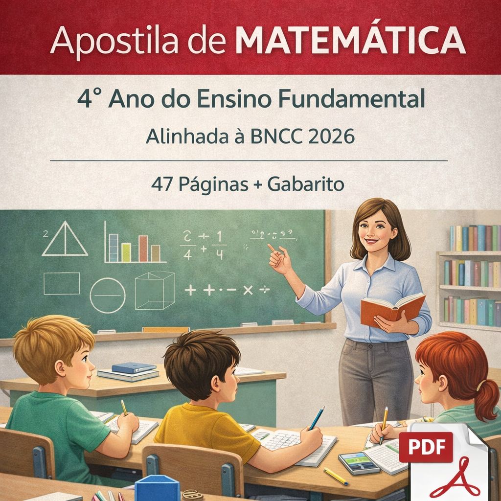 Apostila de Matemática 4º Ano Ensino Fundamental alinhada á BNCC (47 Páginas + Gabarito)