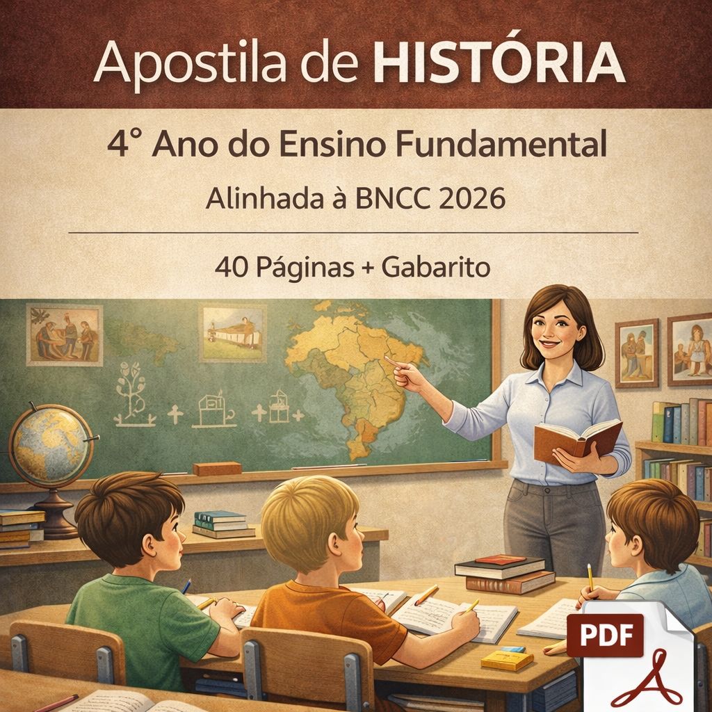 Apostila de História 4º Ano Ensino Fundamental alinhada á BNCC (40 Páginas + Gabarito)