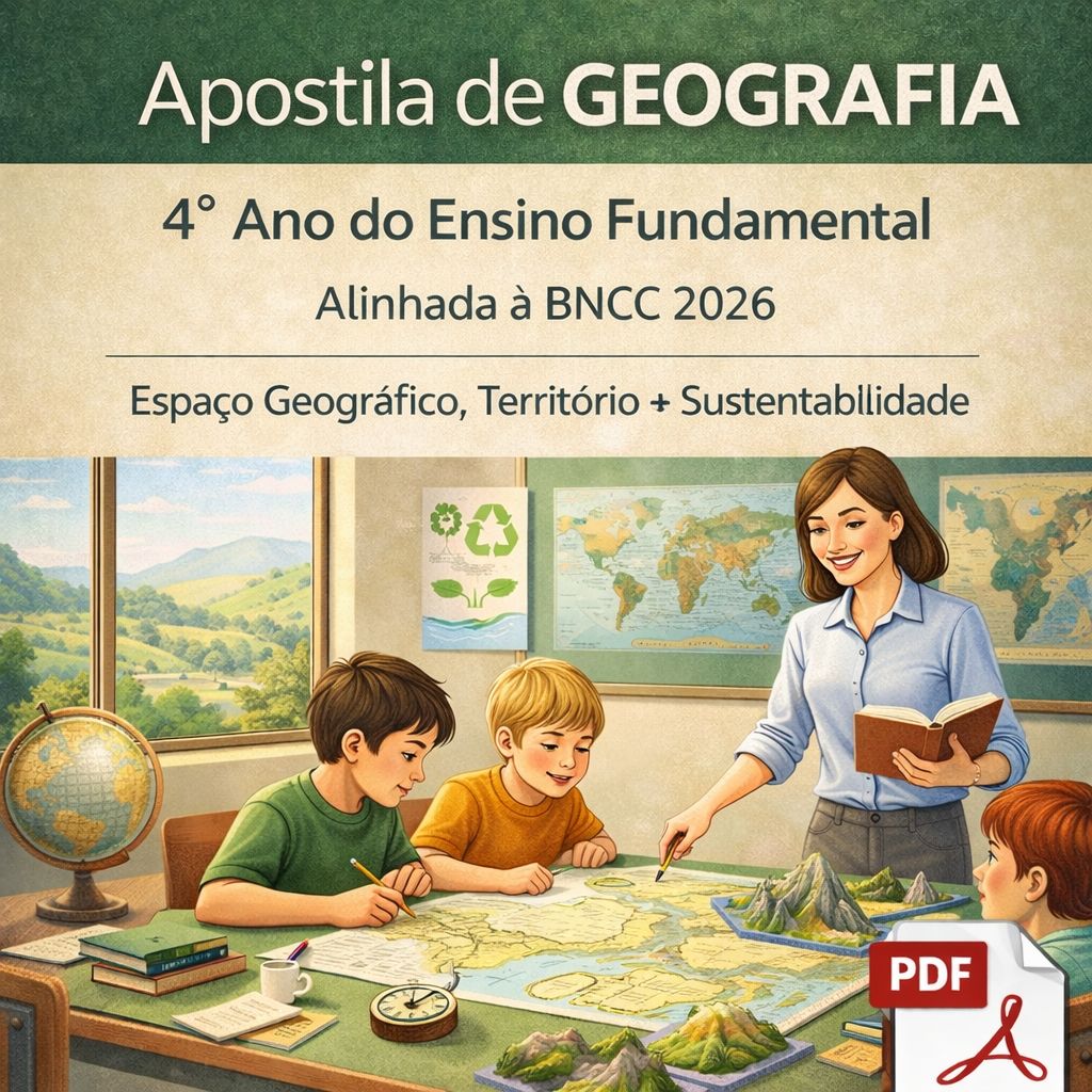 Apostila de Geografia 4º Ano Ensino Fundamental alinhada á BNCC (40 Páginas + Gabarito)