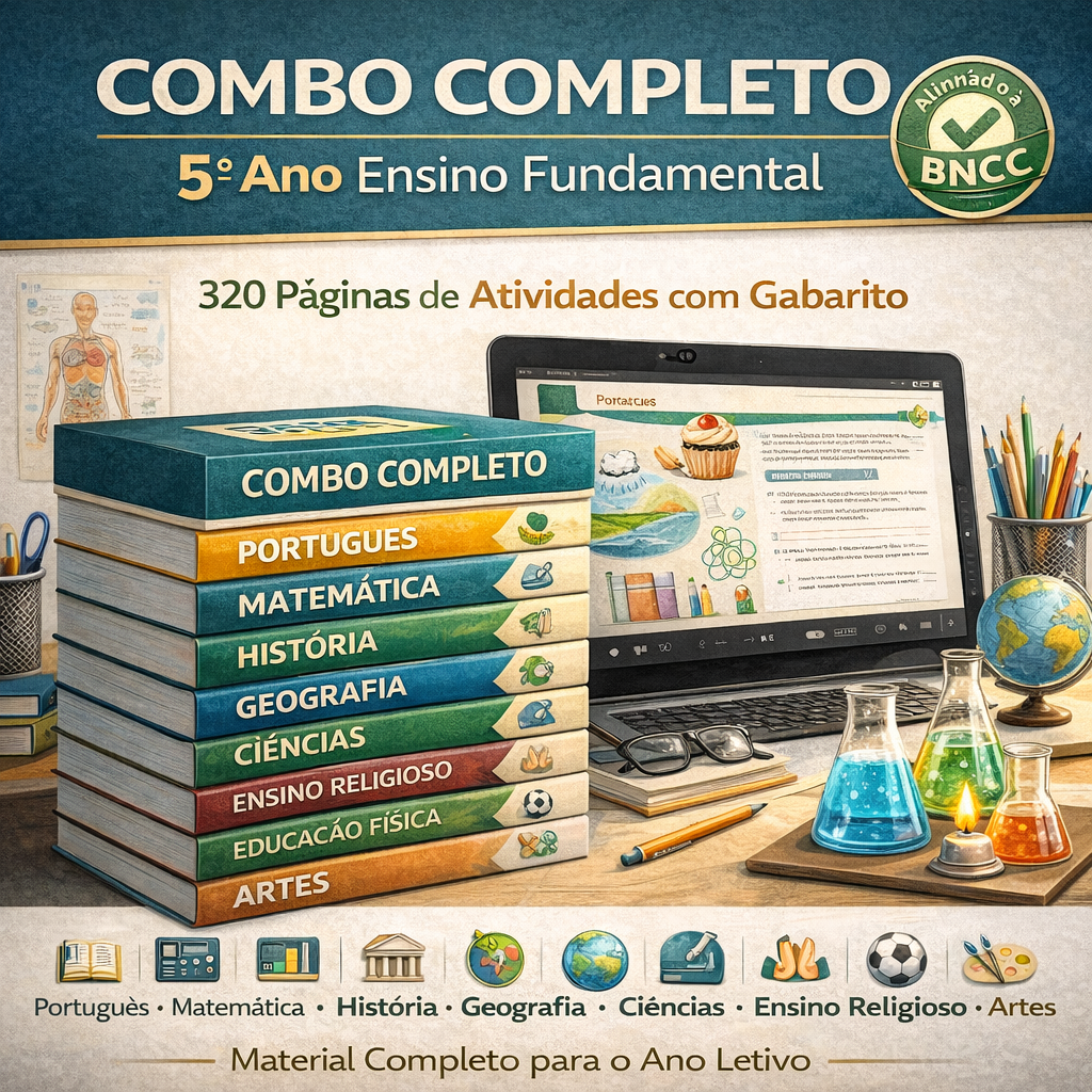 Combo Completo de Atividades 5o Ano – Todas as Disciplinas com BNCC (320 Páginas)
