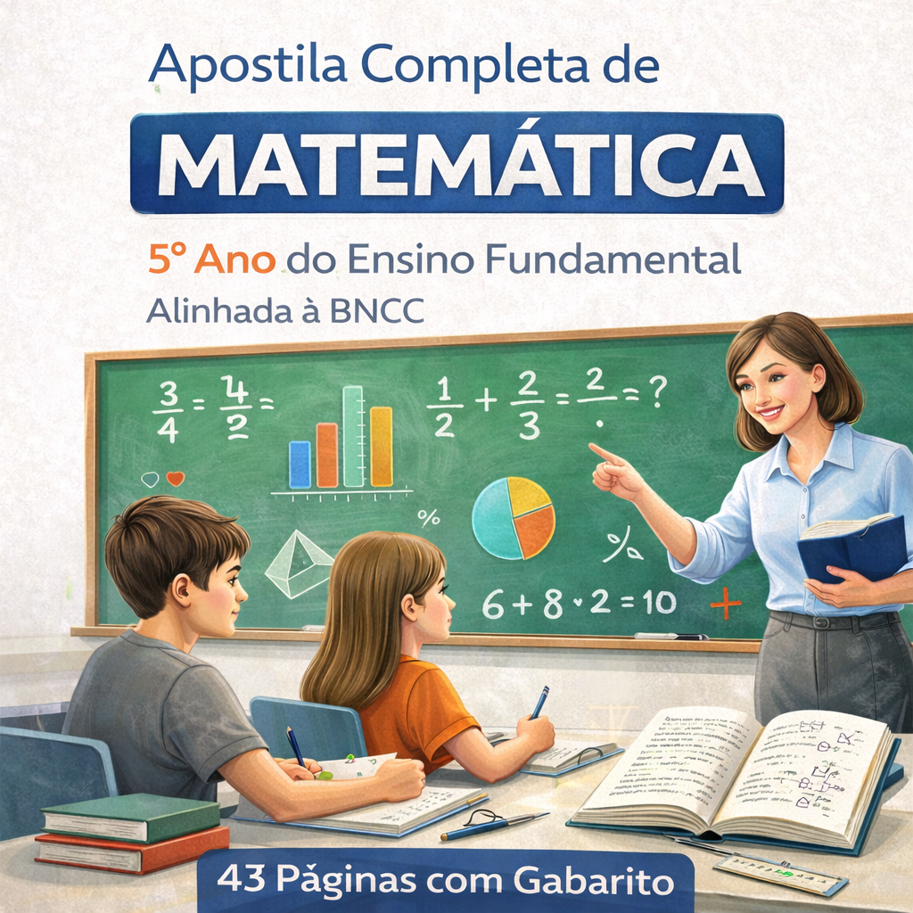 Apostila Completa de Matemática 5º Ano Alinhada à BNCC (43 Paginas com Gabarito)