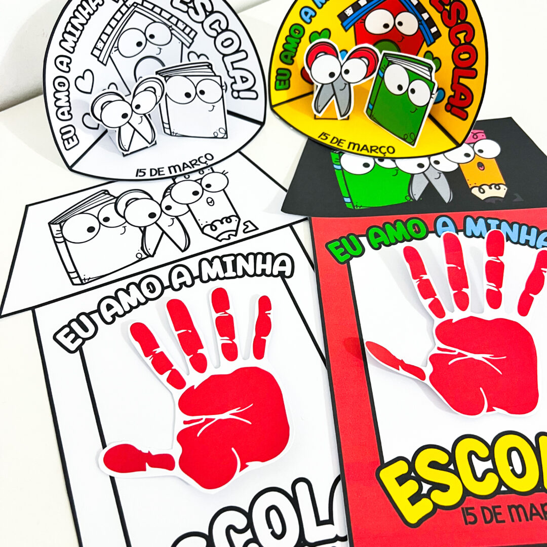 Atividades Dia da Escola – Cenário 3D e Moldura da Mãozinha