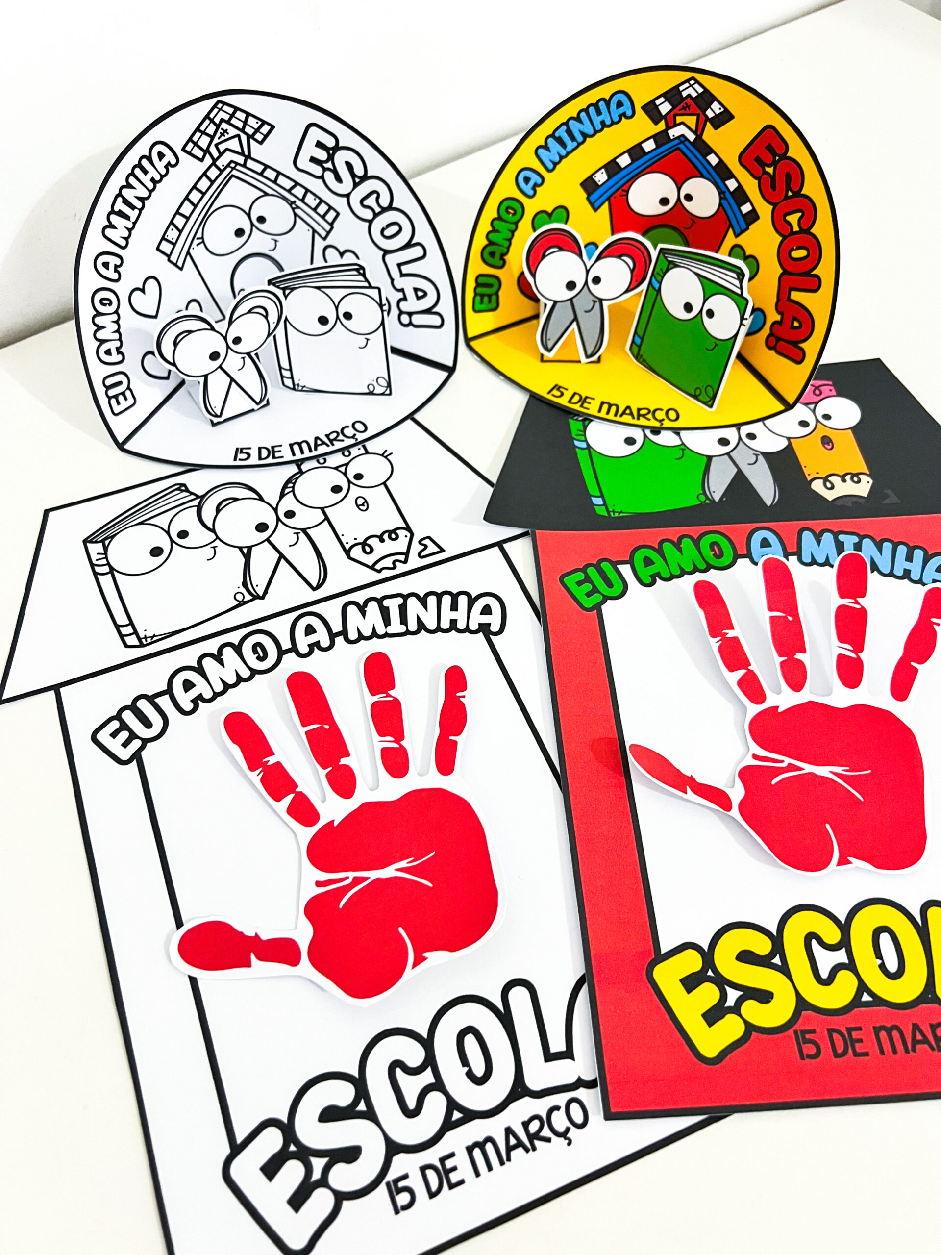 Atividades Dia da Escola – Cenário 3D e Moldura da Mãozinha