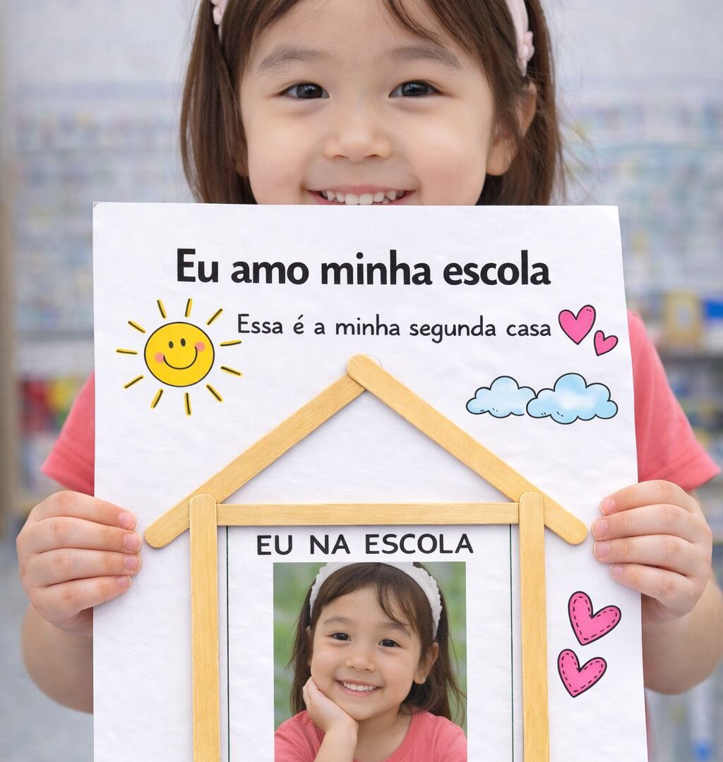 Atividades Dia da Escola – Mãozinha no Coração e Porta-Retrato Editável no Canva