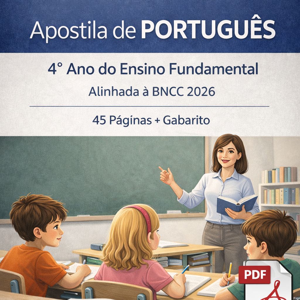 Apostila de Português 4º Ano Ensino Fundamental alinhada á BNCC (45 Páginas + Gabarito)