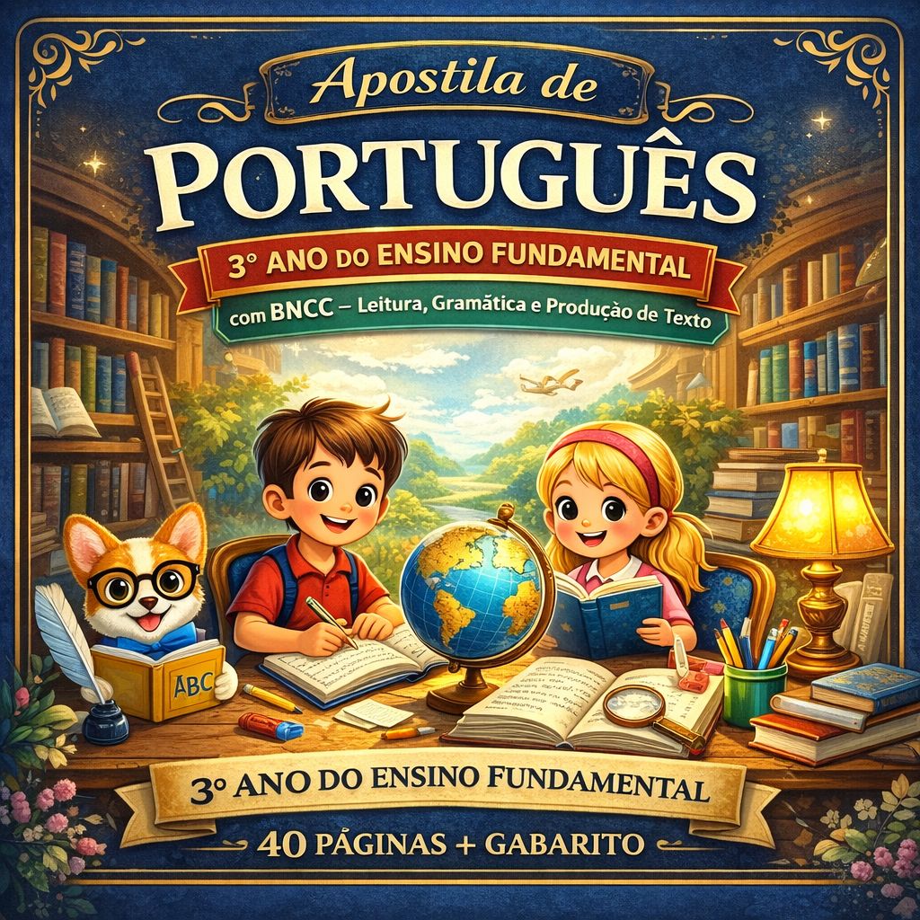 Apostila de Português 3º Ano Ensino Fundamental alinhado á BNCC (40 Páginas + Gabarito)