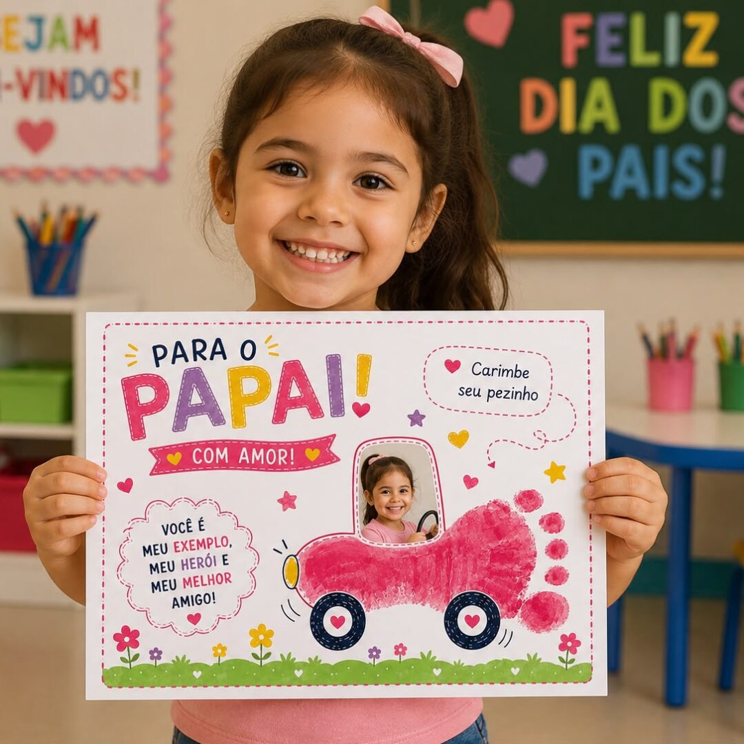 Atividade Dia dos Pais Carimbo do Pezinho com Foto